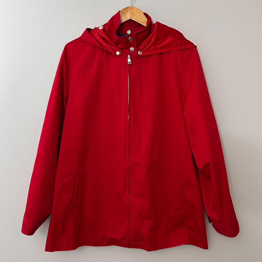 Pendleton Women's L Red Full Zip Satin Lined Hooded Jacket Lightweight Outerwear